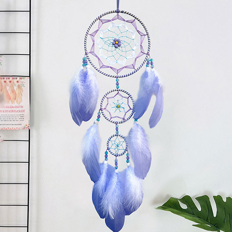 Olivenorma Acrylic Beads Blue Purple Feather Dream Catcher