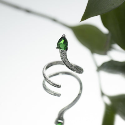 Olivenorma Emerald Snake Knuckle Cuff Ring