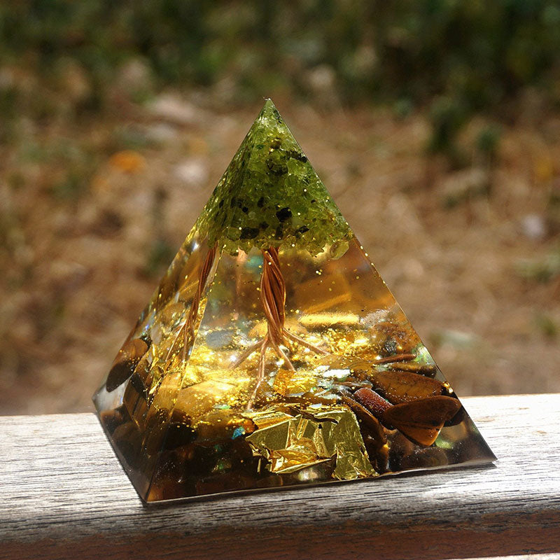 Olivenorma Radiance of Growth – Peridot & Tiger Eye Tree of Life Pyramid - image 7