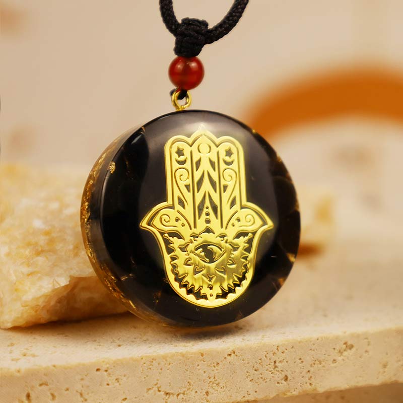 (Clearance 30% OFF / CODE: OFF30) - Obsidian With Hamsa Transform Necklace