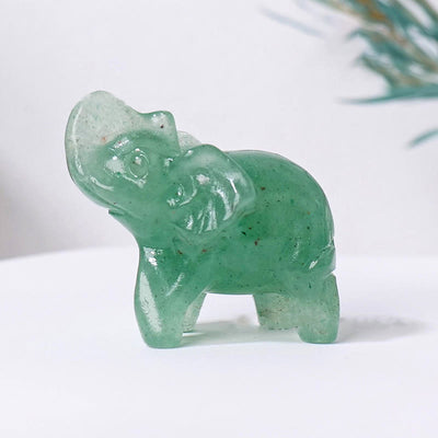 Olivenorma Natural Crystal Elephant Carving Ornament Gemstone Decoration - Green Strawberry Quartz - image 15