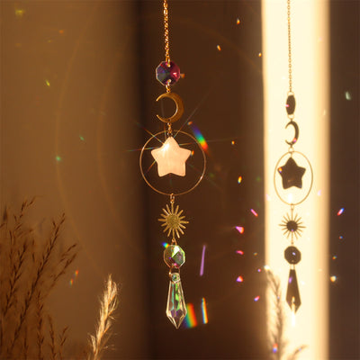 Olivenorma Crystal Suncatcher Star Moon Pendant Wind Chime