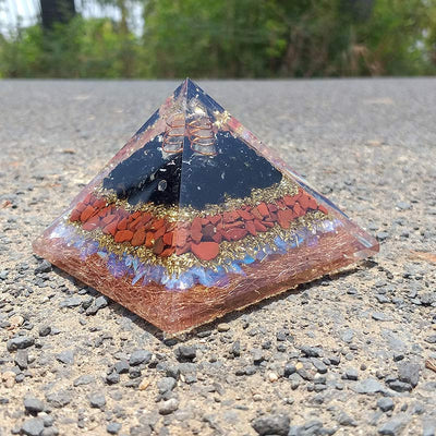 Olivenorma Clear Crystal With Opal Protection Orgone Pyramid