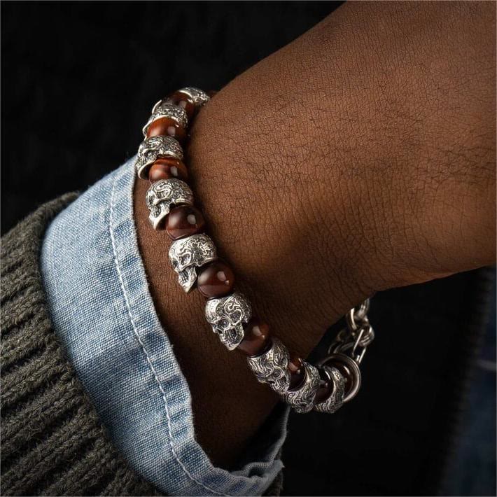 Olivenorma Natural Tiger Eye Handmade Stainless Steel Bracelet