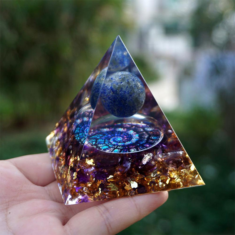 Olivenorma Celestial Gateway-Amethyst & Lapis Lazuli Sphere Orgone Pyramid - image 4