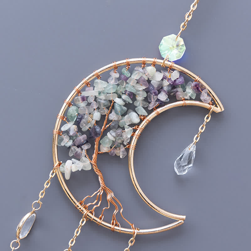 Olivenorma Fluorite Moon Pendant Suncatcher Wind Chime