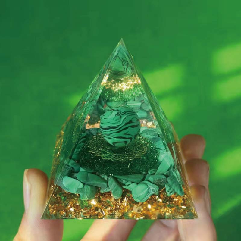 Olivenorma Natural Malachite Protection Orgone Pyramid