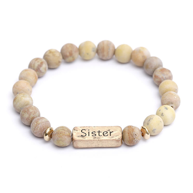 Olivenorma Natural Gemstone Sister Engraving Bracelet