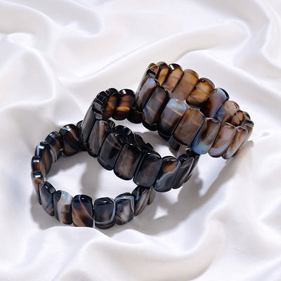 Olivenorma Natural Sardonyx Rectangular Beads Bracelet