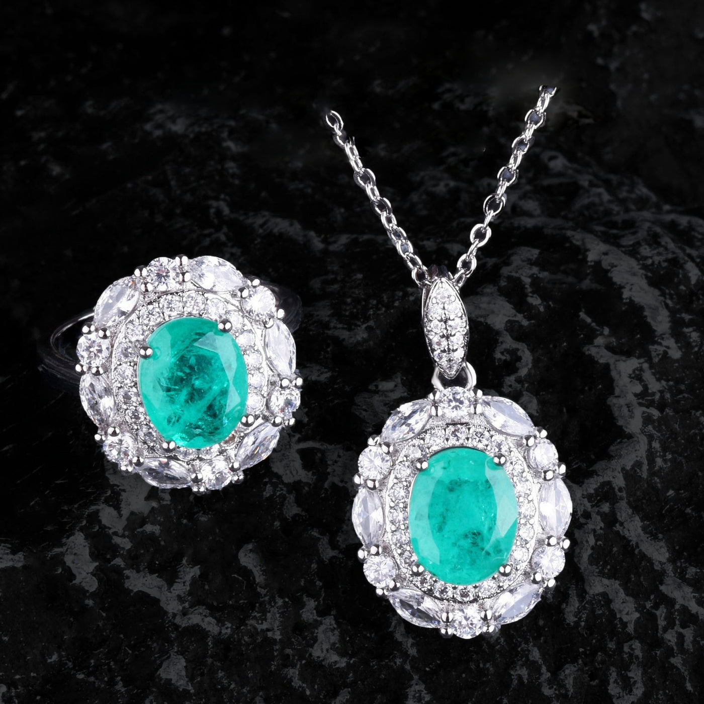 Olivenorma Flowers Paraiba Tourmaline Jewelry Set