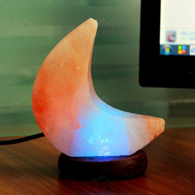 Olivenorma Crescent Moon Shape Himalayan Pink Salt Lamp