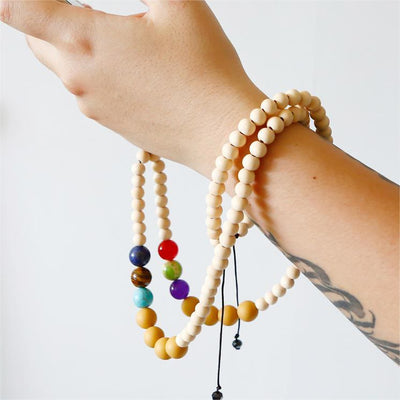 Olivenorma Natural Crystal String Handmade Wooden Beads Phone Strap