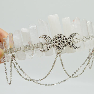 Olivenorma Cresent Moon Goddess Natural Crystal Crown