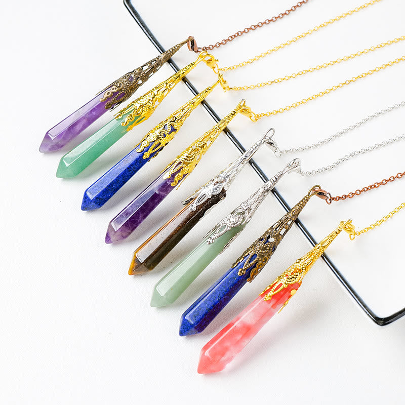 Olivenorma Natural Crystal Golden Silver Copper Chain Pendulum