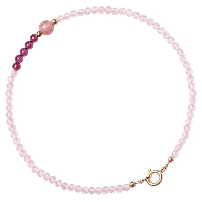 Cupid - Pink Crystal With Strawberry Quartz Gemstone Bracelet