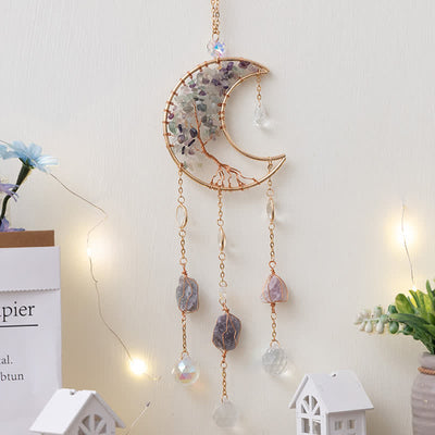 Olivenorma Fluorite Moon Pendant Suncatcher Wind Chime