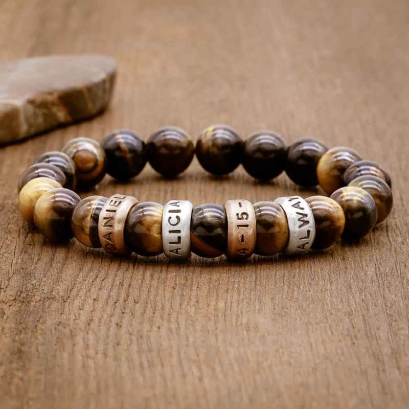 Olivenorma Natural Stone Beads Custom Name Engraving Bracelet