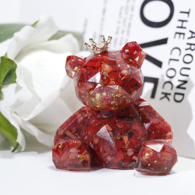 Olivenorma Crystal Gravel Resin Bear Ornament Gemstone Decoration