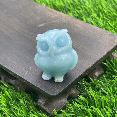 Olivenorma 3.5cm Natural Crystal Owl Ornament Gemstone Decoration