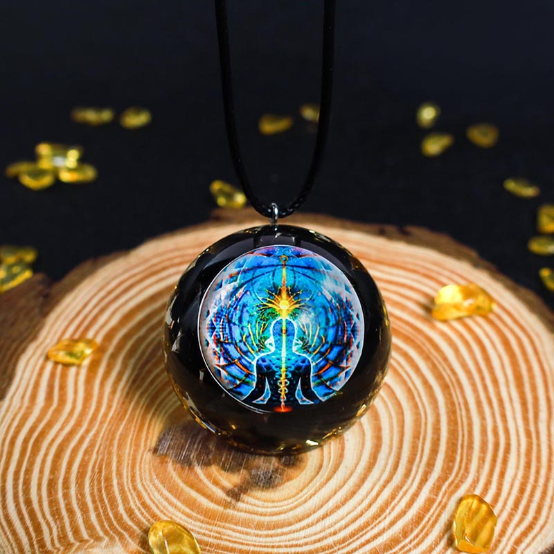 Olivenorma GALACTIC BODY - CHAKRA BALANCING Obsidian Necklace