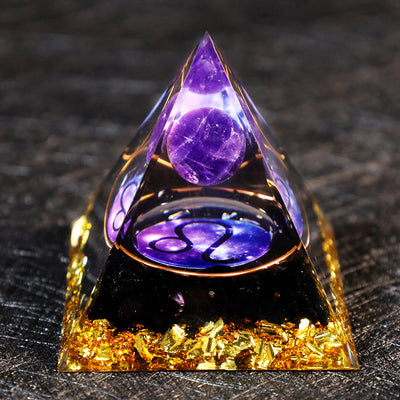 Olivenorma Amethyst Ball Obsidian Gravel Zodiac Leo Orgone Pyramid