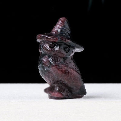 Olivenorma Halloween Crystal Owl Carving Gemstone Decoration