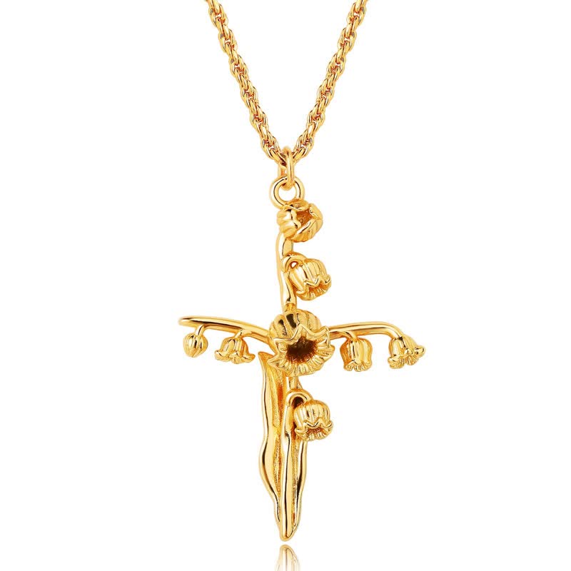 Olivenorma Dainty 18k Gold Plated Birth Flower Necklace