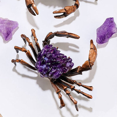 Olivenorma Natural Amethyst Gravel Crab Ornament Gemstone Decoration