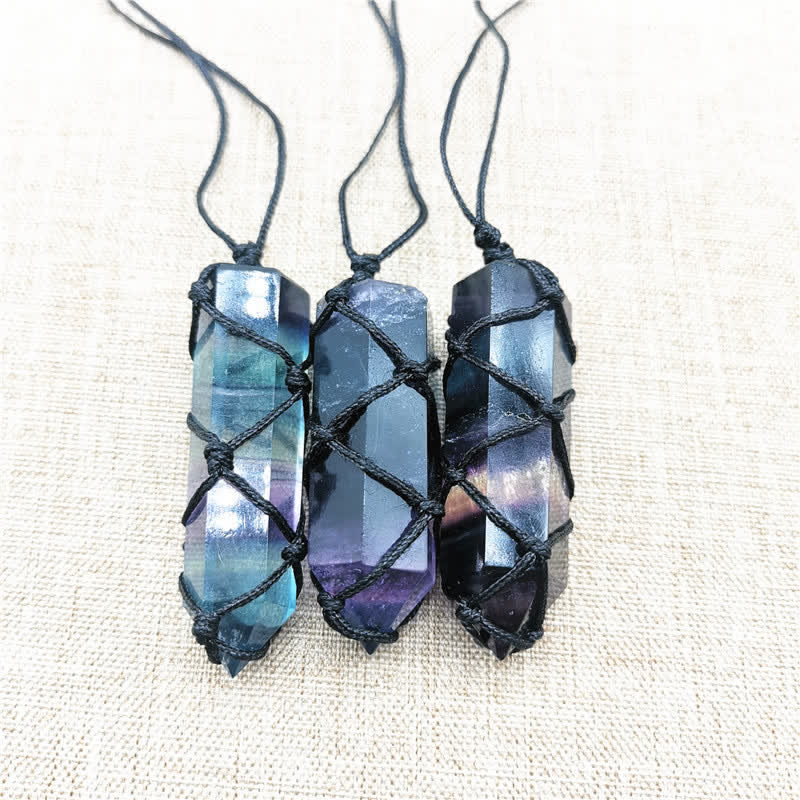 Olivenorma Natural Fluorite Hexagonal Prism Gemstone Necklace