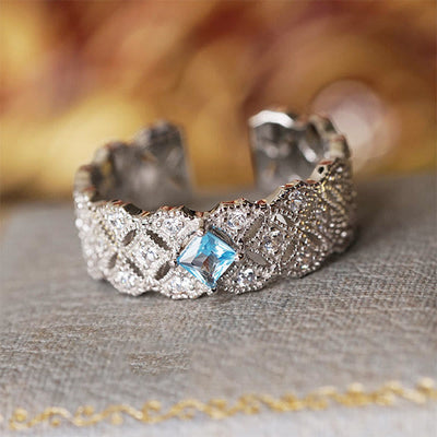 Olivenorma "Sea Blue" Retro Blue Topaz Ring