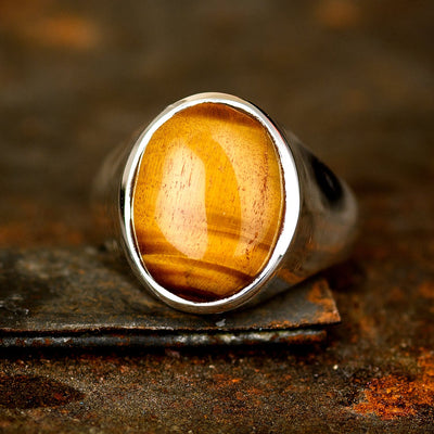 Oval Tiger's Eye Signet Men Ring