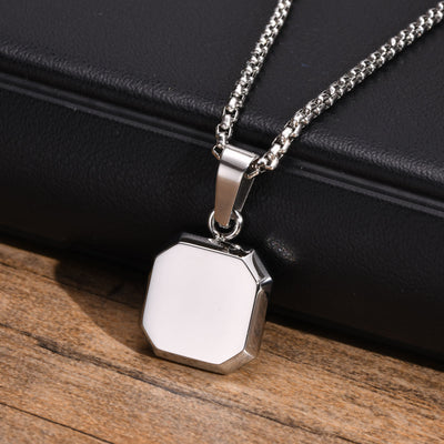 Olivenorma Square Pendant Men Long Sweater Chain Necklace