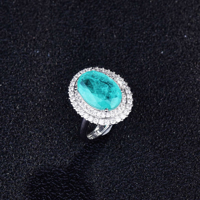 Olivenorma Various Paraiba Tourmaline Simulated Diamond Adjustable Ring