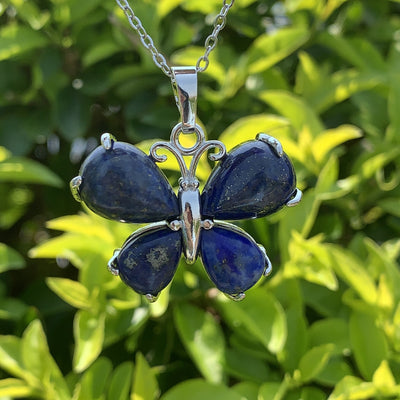 Olivenorma Natural Crystal Gemstone Butterfly Necklace