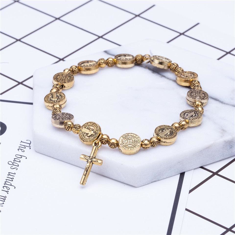 Olivenorma Golden Silver Colorm Jesus Christianity Cross Bracelet