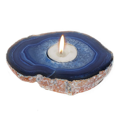 Natural Blue Agate Slice Candle Holder