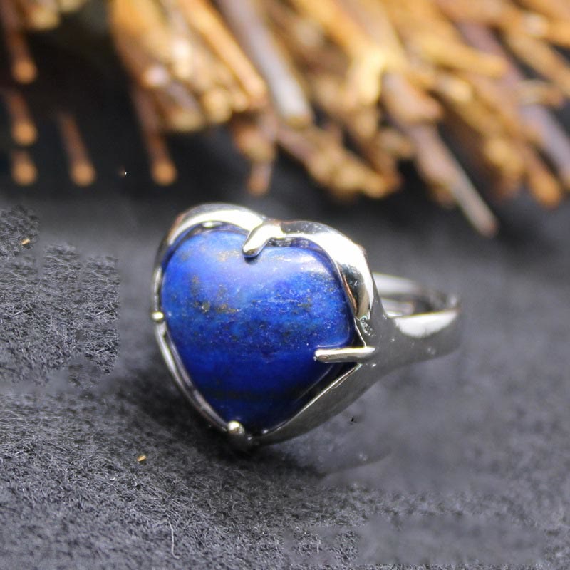 Olivenorma Natural Stone Crystal Heart Ring