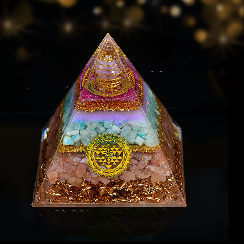 Olivenorma 10cm Good Luck Natural Crystal Ball Orgone Pyramid