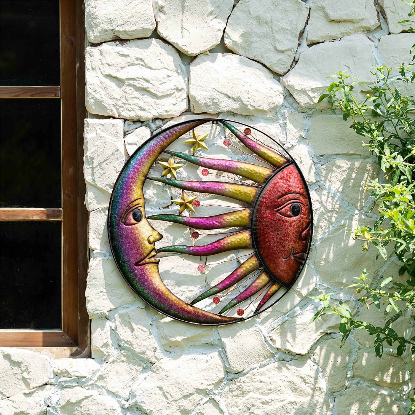 Olivenorma Stars Moon Sun Face Metal Wall Art Decor