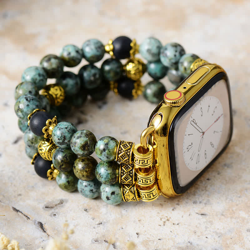 Olivenorma Rhodonite African Turquoise Beaded Apple Watch Strap