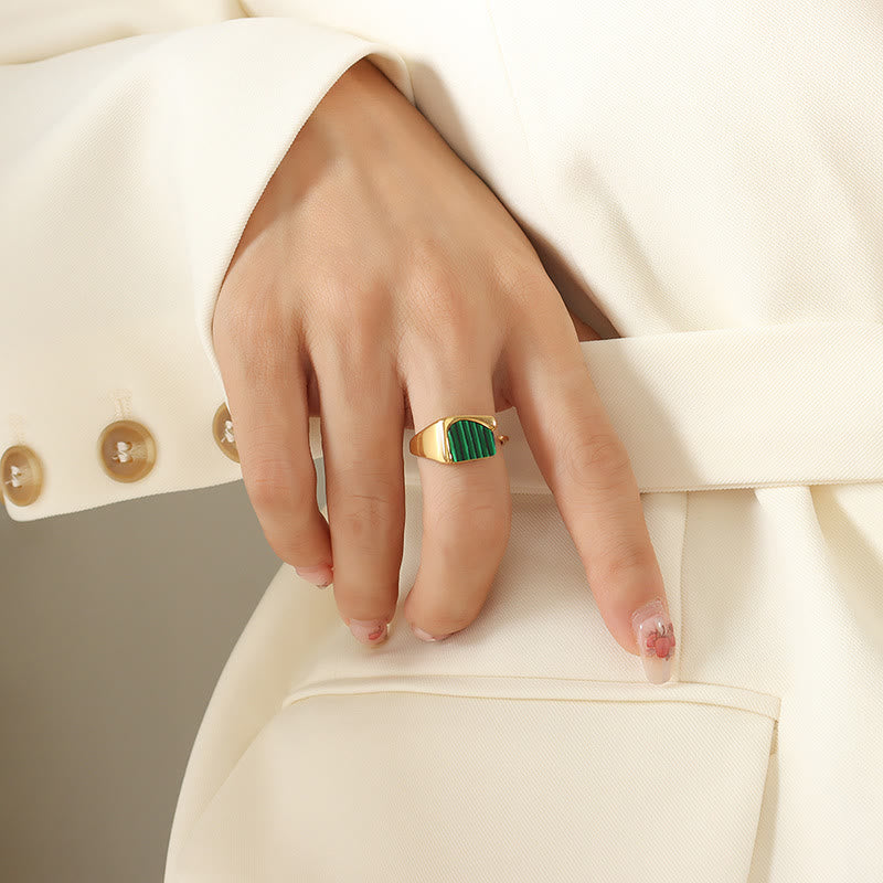 Olivenorma Malachite Gemstone Ring