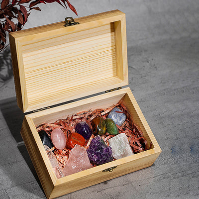 Olivenorma 11 Types Of Natural Stone Wooden Boxes Crystal Set