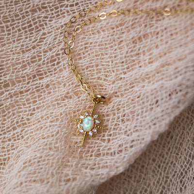 Olivenorma Opal White Zircon Northstar Dainty Star Necklace