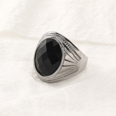 Olivenorma Stainless Steel Natural Gemstone Ring