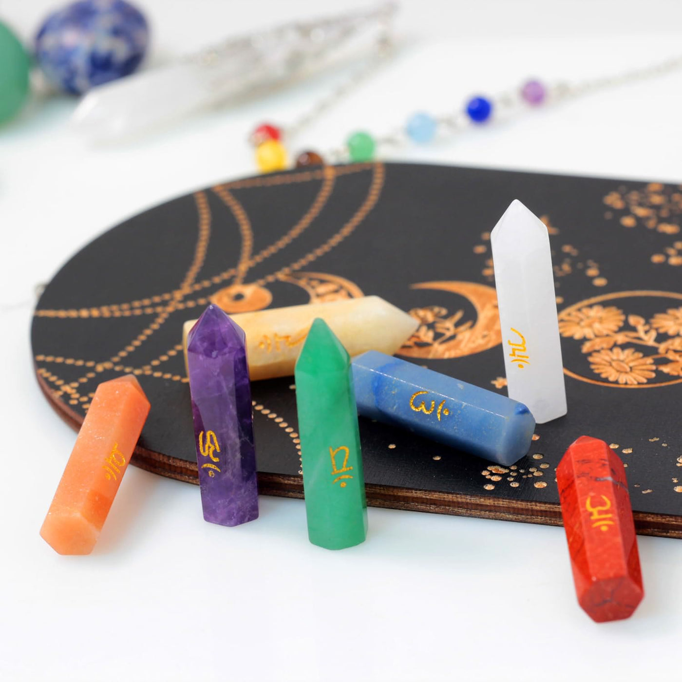 Olivenorma Healing Chakra Decor Set Crystal Wands