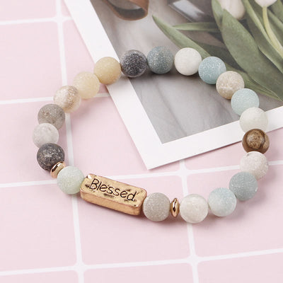 Olivenorma Natural Gemstone Blessed Engraving Bracelet