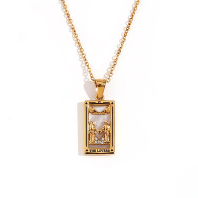 Olivenorma Stainless Steel 18k Gold Plated Tarot Card Necklace