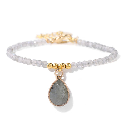 Olivenorma Natural Stone Beads Water Drop Pendant Bracelet