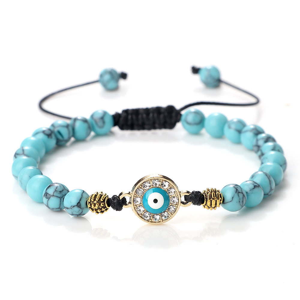 Olivenorma 6mm Natural Stone Zircon Beads Evil Eye Bracelet