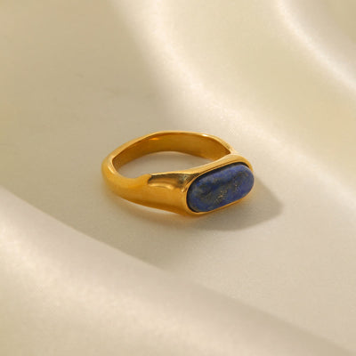 Olivenorma Oval Natural Stone Gold Color Ring